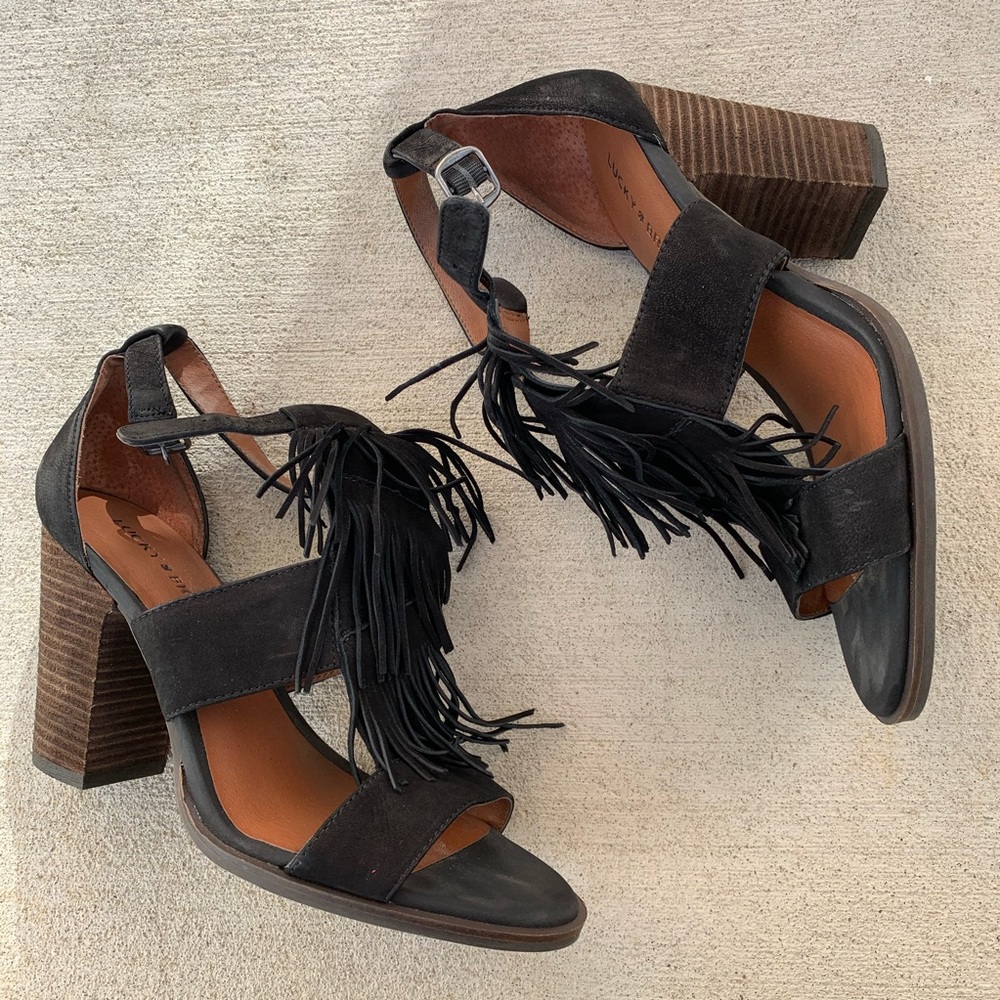 Lucky Brand Leesha fringe heels